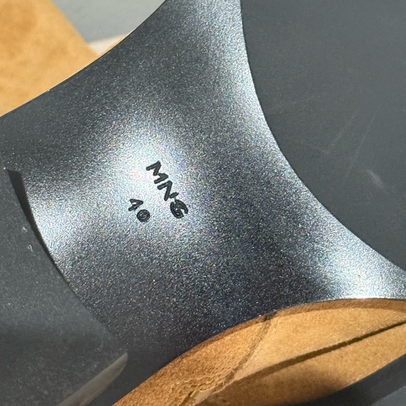 MANGO MNG Leather Western Cowgirl Boots Metallic Pointed Toe Ankle Boots US 9 - Picture 11 of 15